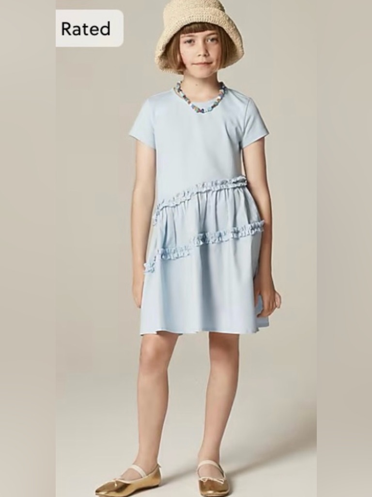 Crewcuts Girls' Asymmetrical Mixy Dress In Gentle Sea Nwt Size 4